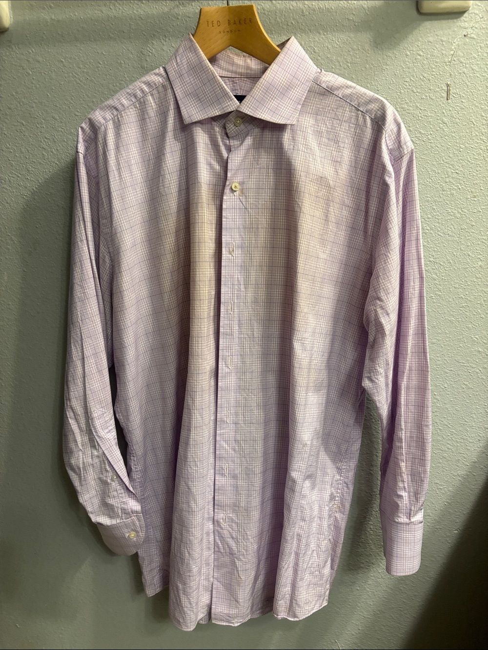 Proper Cloth Lavender Plaid Long-Sleeve Dress Shirt